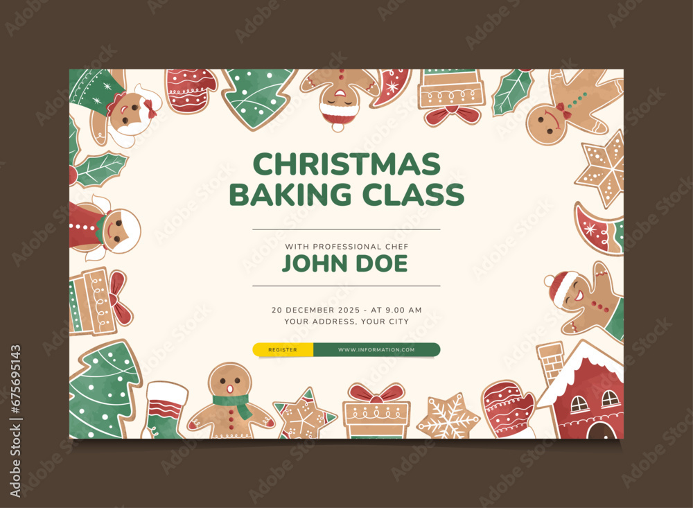 Christmas Gingerbread Invitation Card Template