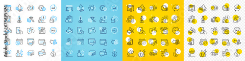 Vector icons set of Travel loan, Inflation and Report line icons pack for web with Manager, Business person, Update data outline icon. Money tax, Sale, Cash back pictogram. Accounting. Vector