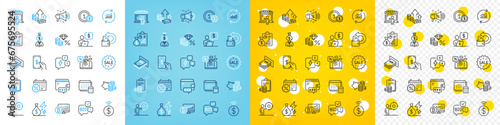 Vector icons set of Travel loan, Inflation and Report line icons pack for web with Manager, Business person, Update data outline icon. Money tax, Sale, Cash back pictogram. Accounting. Vector