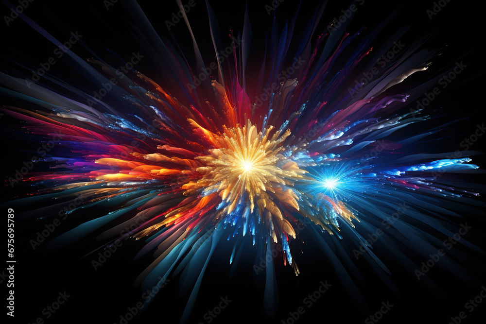 Abstract fireworks with sparks on a black background. computer-generated illustration. Abstract fireworks with sparks on a black background. computer-generated illustration.