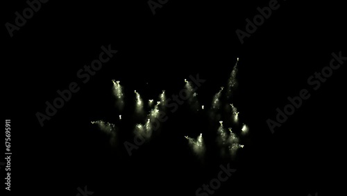 animation of luminous fireflies in the night, leaving trails of light, luminescent moths