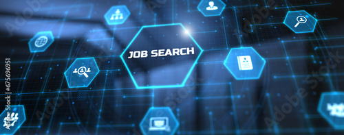 Job search Hiring HR human resources concept on virtual screen. photo