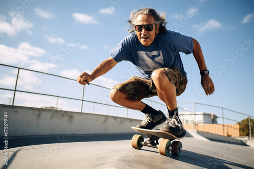 a man riding a skateboard on a skateboard ramp © msroster