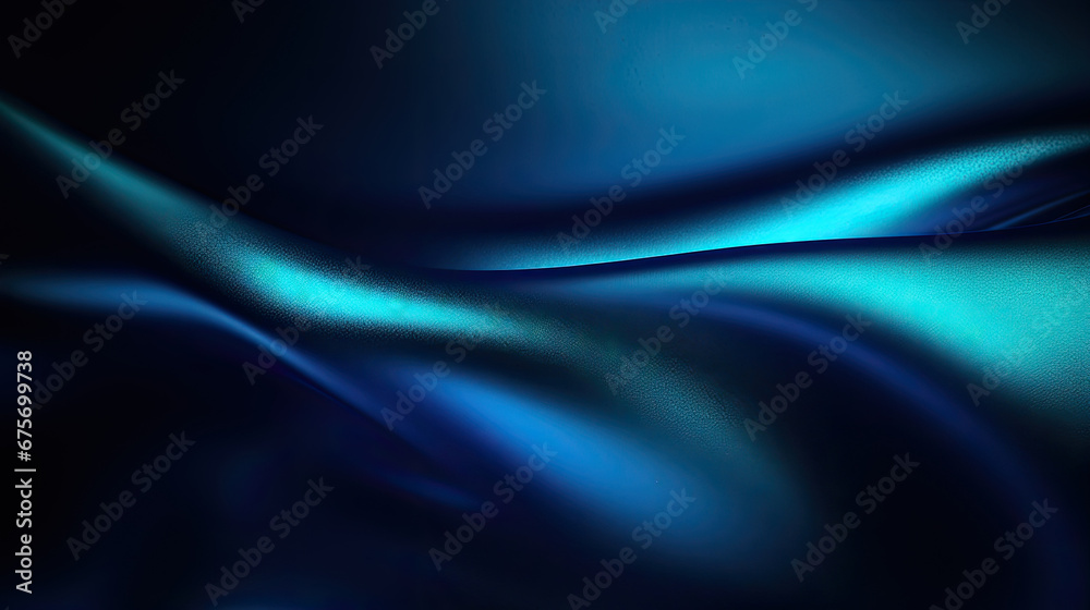 Fototapeta premium Abstract dark background. Silk satin fabric. Navy blue green, Elegant background with space for design. Soft wavy folds. Abstract Background with 3D Wave Bright blue , Christmas, birthday, anniversary