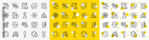 Outline Multichannel, Face id and Work home line icons pack for web with Refrigerator, Versatile, Inspect line icon. Medical tablet, Report, Clean t-shirt pictogram icon. Yummy smile. Vector