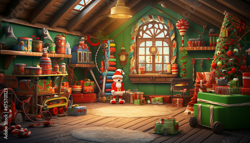 christmas shop with santa claus and presents © msroster