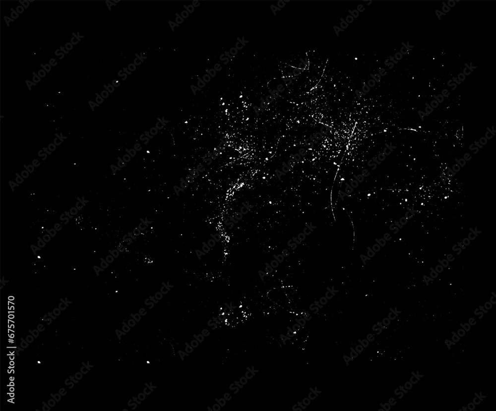 Dust texture isolated on a black background. Vector illustration of a littered background. The backdrop of wear and tear