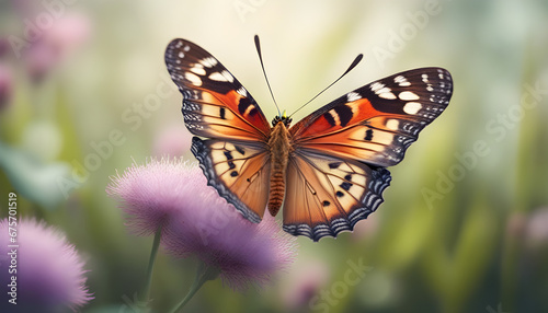 butterfly on flower summer background ai generated  © Ebad