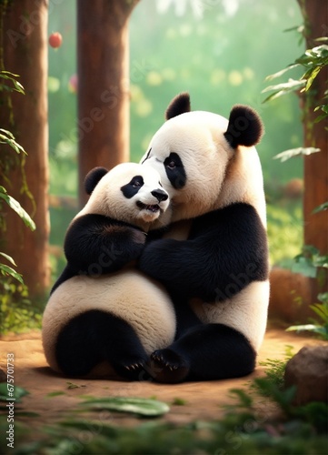 Happy Panda Cuddling 