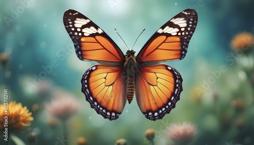 butterfly on flower summer background ai generated 