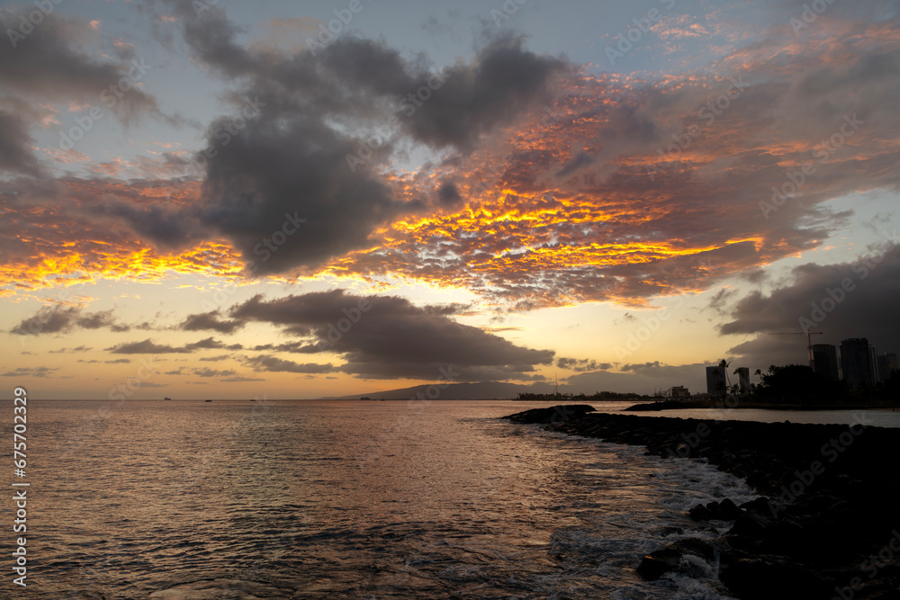 Waikiki at sunset, Oahu Hawaii Waikiki at sunset, Oahu Hawaii