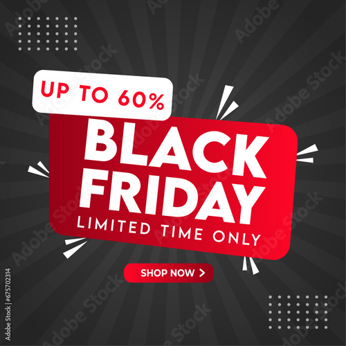 Black Friday Sale Social Web Banner Sunburst Background