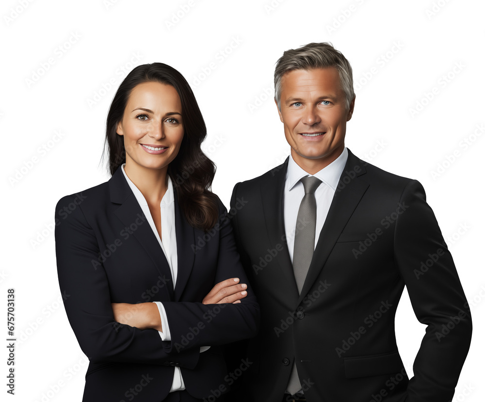 Concept of partnership in business. Young man and woman standing back-to-back with crossed hands against grey background Concept of partnership in business. Young man and woman standing back-to-back with crossed hands against grey background