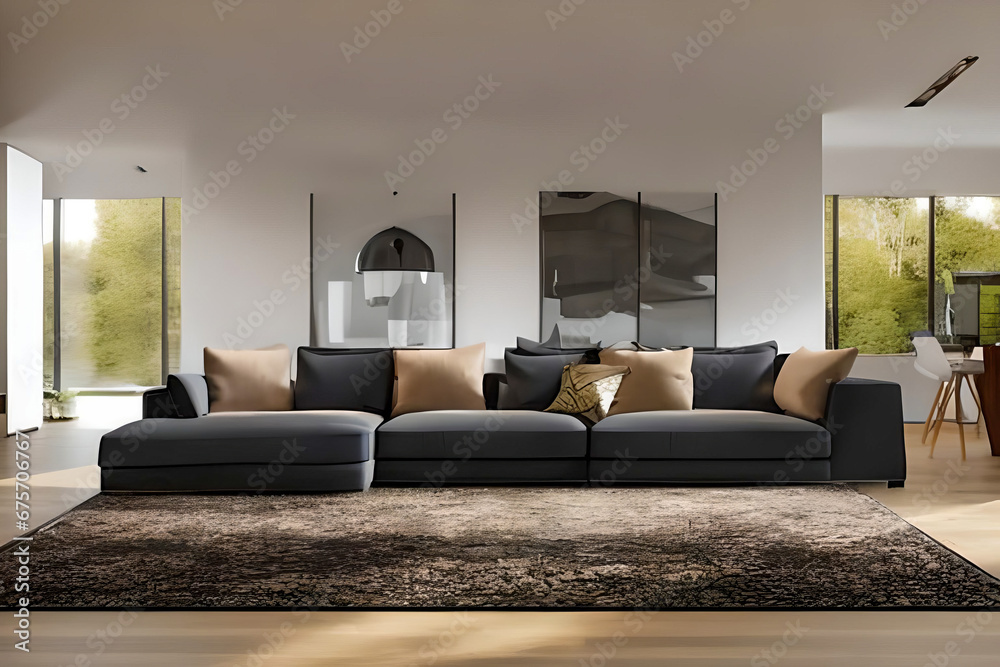 Fototapeta premium Contemporary Residential Livingroom , luxuary modern interior design