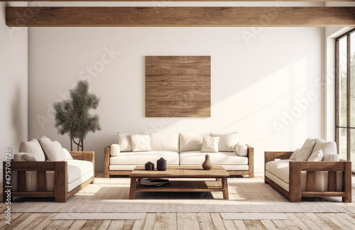 Luxurious living room area composition in minimalistic style