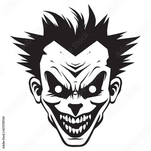 Icon Evil clown. Black and white. Vector illustration