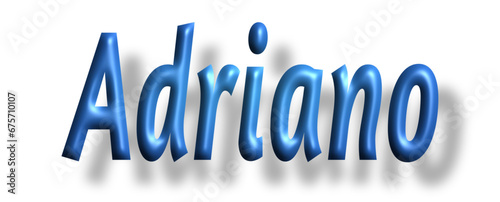 Adriano - writen name - lettering - light blue color, embossed tubular font, transparent background, holiday party design, vector project	