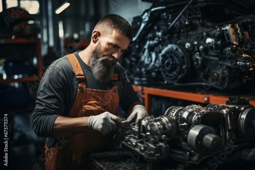 Wallpaper Mural Auto mechanic working in garage. Concept banner car repair service, Torontodigital.ca