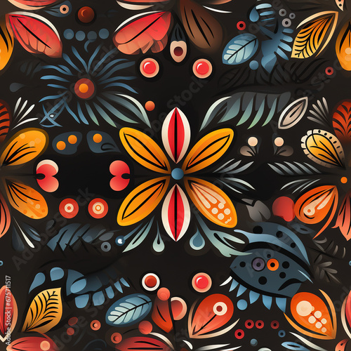 Wallpaper Mural India floral folk art repeat pattern Torontodigital.ca