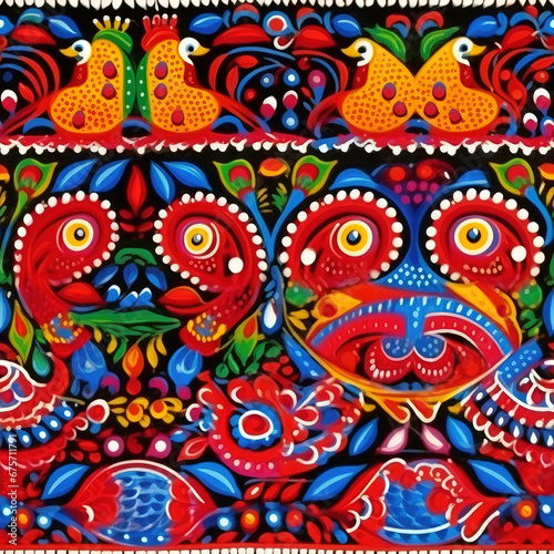India floral folk art repeat pattern