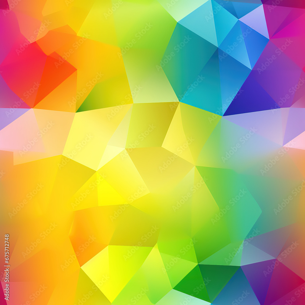 Obraz premium Rainbow kaleidoscopic triangle prisms pyramid cartoon repeat pattern