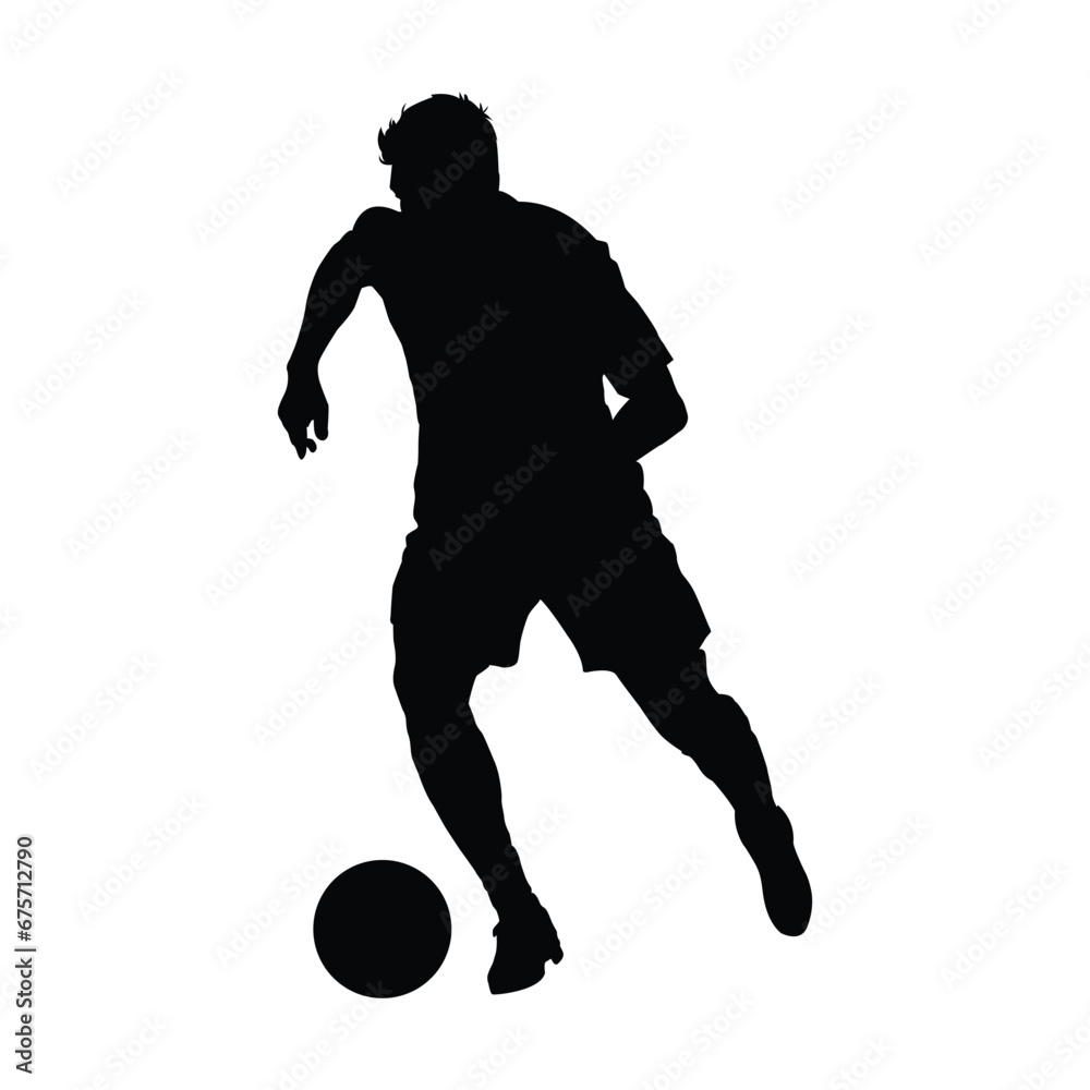 Soccer Player Silhouettes on White Background