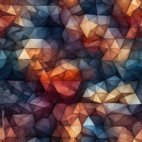 Rainbow kaleidoscopic triangle prisms pyramid cartoon repeat pattern © Roman