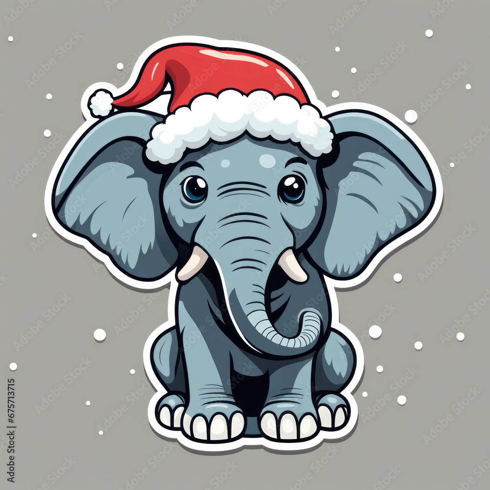 Obraz premium Weihnachten mit Tieren, Sticker, generated image