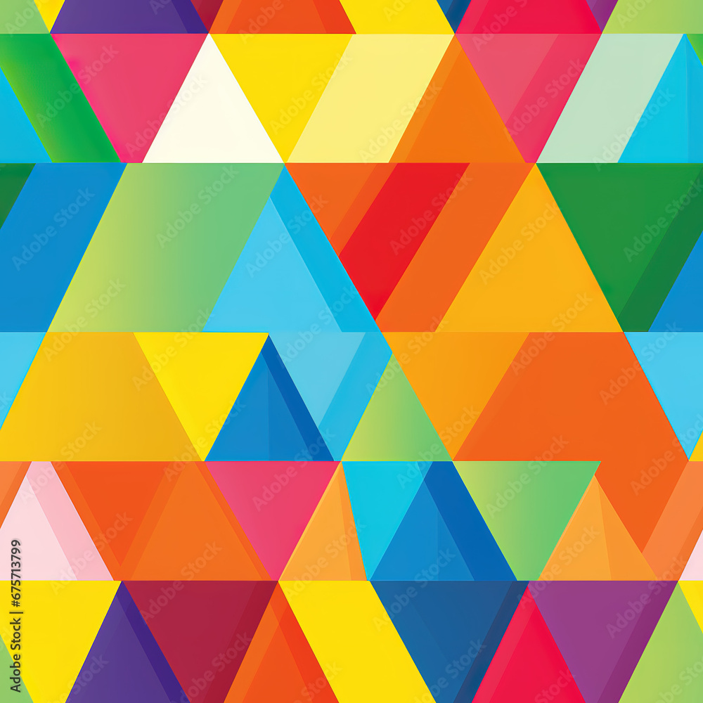 Rainbow kaleidoscopic triangle prisms pyramid cartoon repeat pattern Rainbow kaleidoscopic triangle prisms pyramid cartoon repeat pattern
