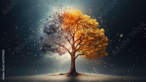 A tree half autumn, half winter © jr-art