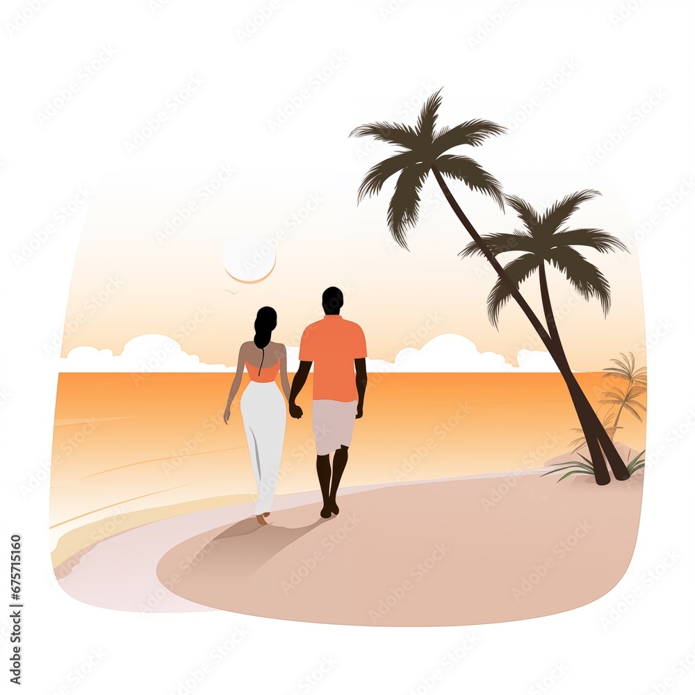 A Couple Walking Hand in Hand Along the Beach