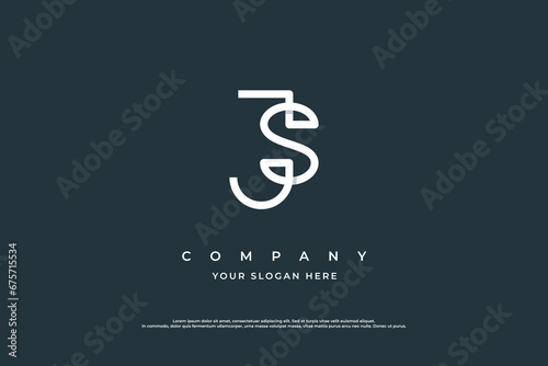 Initial Letter JS or SJ Logo Design Vector