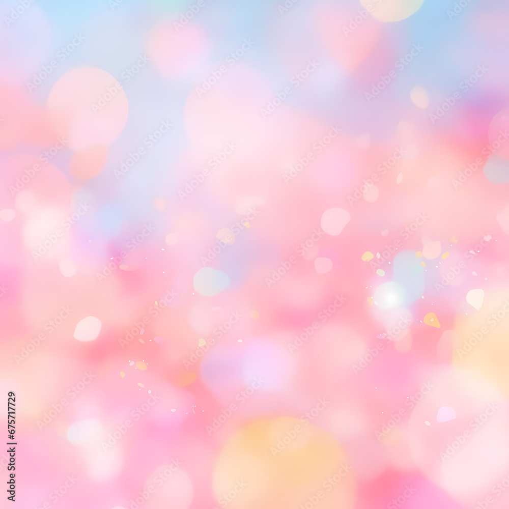 Magic background with rainbow mesh. Cute universe banner in princess colors. Fantasy gradient backdrop with hologram. Holographic magic background with fairy sparkles, stars and blurs.