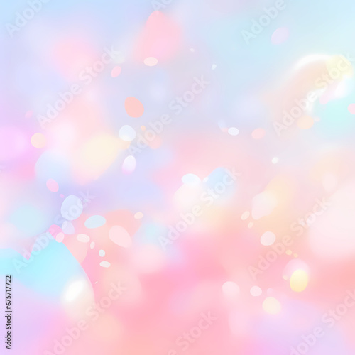 Magic background with rainbow mesh. Cute universe banner in princess colors. Fantasy gradient backdrop with hologram. Holographic magic background with fairy sparkles, stars and blurs. © Doremy