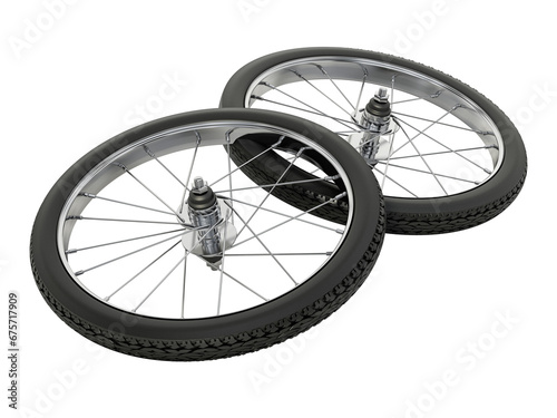 Bike tires isolated on transparent background. 3D illustration