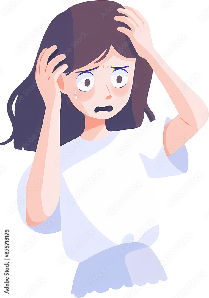 Stressed cartoon business woman in Office Work Place. Stress at work. Stressed cartoon business woman in Office Work Place. Stress at work.