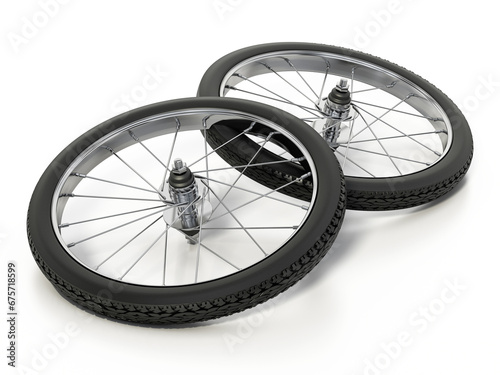 Bike tires isolated on white background. 3D illustration