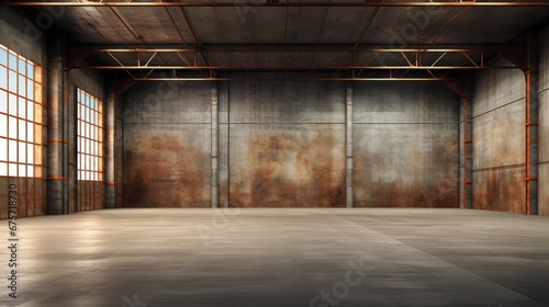 Empty factory interior or vacant warehouse