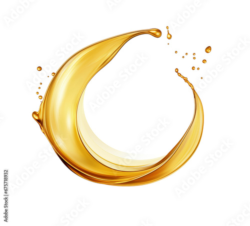 Isolated splash circle of oily liquid on a white background. High quality photo