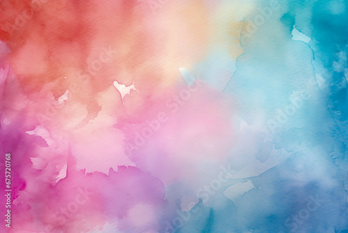 Abstract Watercolor Gradient Background with Vibrant Pink, Blue, and Orange Hues for Creative Design photo