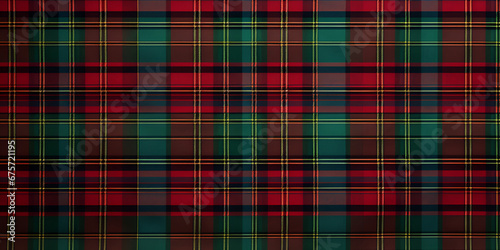Red and green plaid textured fabric background photo