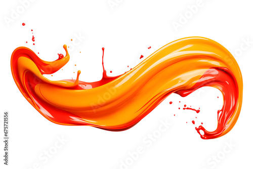 swirling orange red paint spiral splash isolated on transparent background - art effect design element PNG coutout