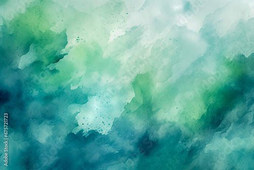 Soothing Green and Blue Watercolor Wash Background with Delicate Speckles and Soft Textures