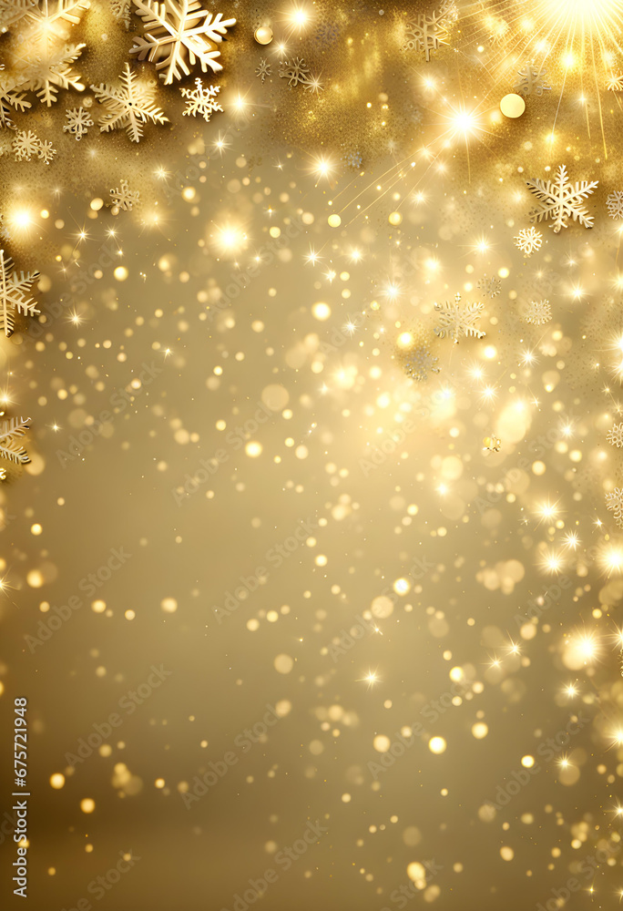 Gold sparkling christmas background with snowflakes