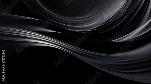 Abstract black flowing waves, dark geometric background