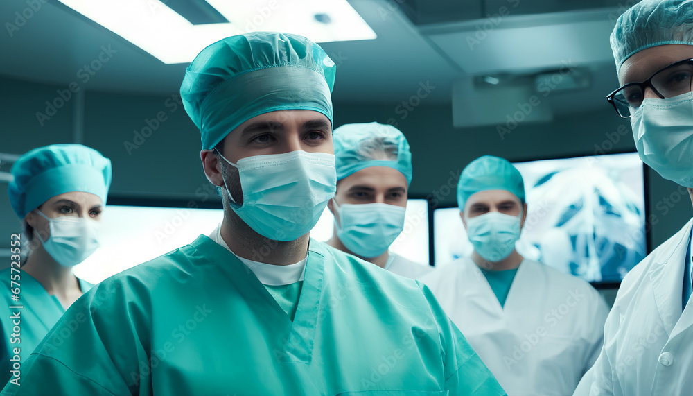 performing a complex surgery. precision and teamwork in the operating room, generative AI performing a complex surgery. precision and teamwork in the operating room, generative AI