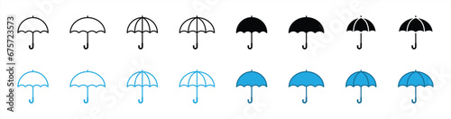 umbrella icon set. parasol icon thin line & colorful icon symbol sign, vector illustration