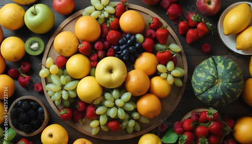 abundance of vibrant and healthy fruits and vegetables on a table, generative AI © 4K_Heaven