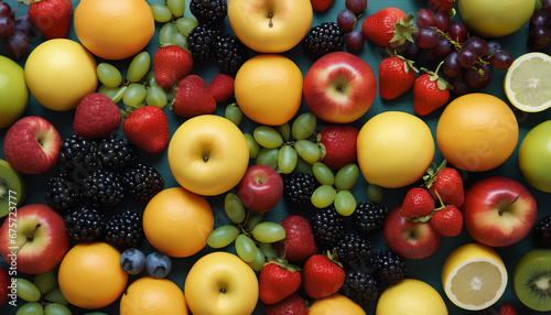 abundance of vibrant and healthy fruits and vegetables on a table  generative AI