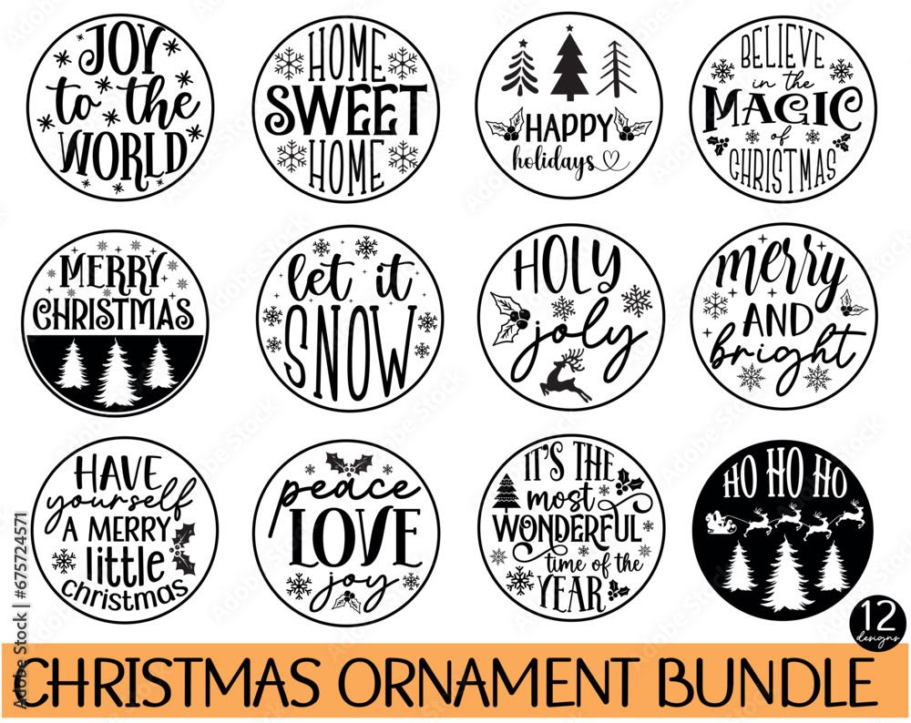 Fototapeta premium Christmas Round Sign SVG Bundle